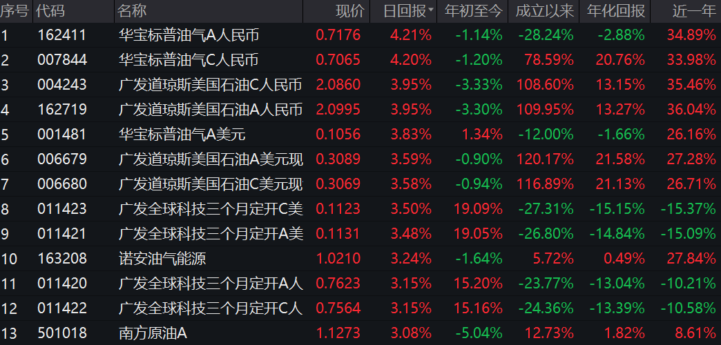 国际原油价格反弹上扬<strong></p>
<p>今日国际原油价格</strong>，油气基金单日涨幅突破4%！QDII基金年内收益持续向好