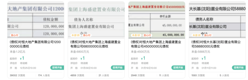 1元起拍<strong></p>
<p>虚拟币锻造</strong>，恒大地产集团1.2亿元债权拍卖参与者众多
