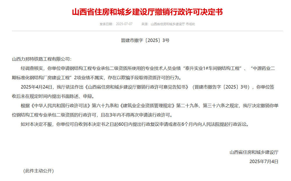 以欺骗手段取得资质<strong></p>
<p>虚拟币源码</strong>，山西省住建厅连发6则撤销行政许可决定书